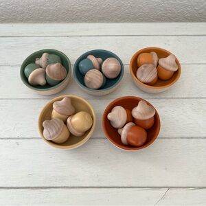 Montessori Colorful Wooden Acorn Sorting Game Babies Toddlers Kids learning toy